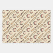 Retro Baseball Trio 3 Geschenkpapier Set (Vorderseite 2)