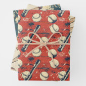 Retro Baseball Trio 3 Geschenkpapier Set (Beispiel)