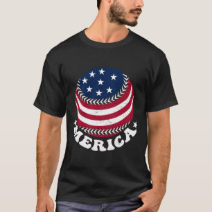 Retro Baseball US-Flagge 4. Juli Vintag Amerika T-Shirt