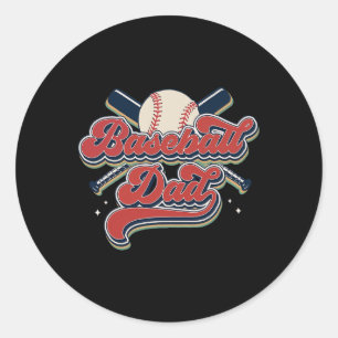 Retro Baseball Vater Frohes Vatertag für Männer Sp Runder Aufkleber