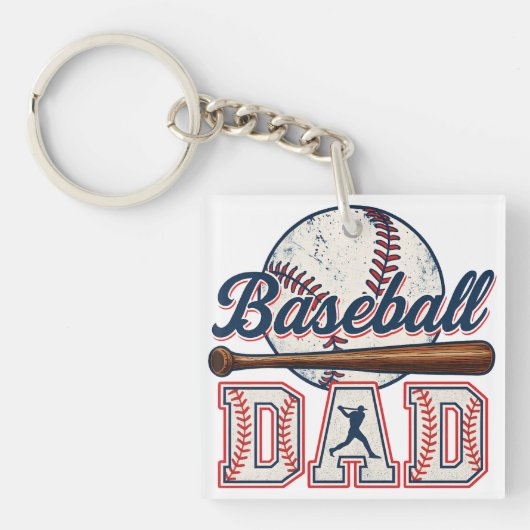 Retro Baseball-Vater Schlüsselanhänger (Vorderseite)