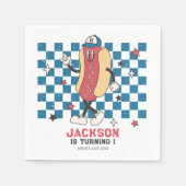 Retro Baseball Vibes Boy Birthday Party Serviette (Vorderseite)