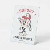 Retro Baseball Vibes Boy Birthday Party-Zeichen Sockelschild (Vorderseite)