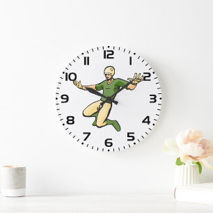 Retro-Baseballspieler Vintage-Sportsgrafik Große Wanduhr