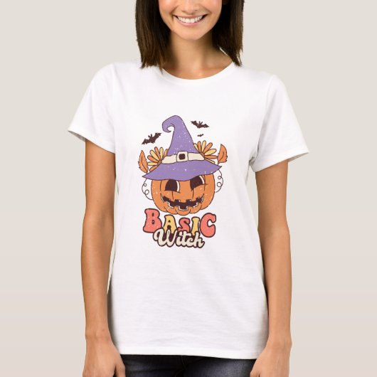 Retro Basic Hexe - Halloween T-Shirt (Vorderseite)