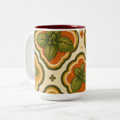 Retro-Basilikum-Muster-Akzent-Tasse Zweifarbige Tasse (Vorderseite Links)