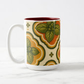 Retro-Basilikum-Muster-Akzent-Tasse Zweifarbige Tasse (Links)