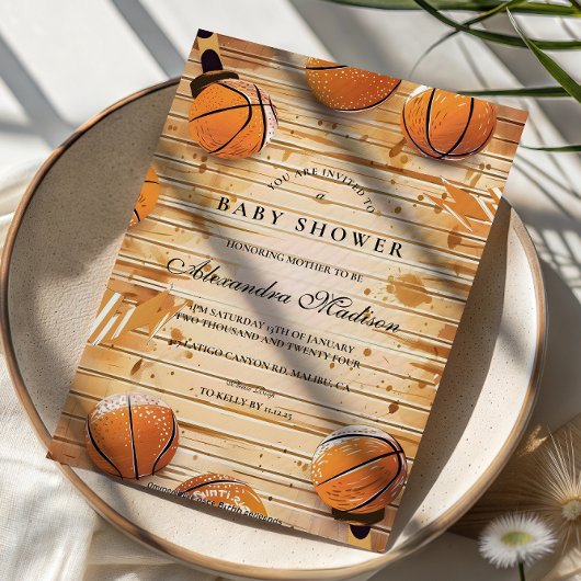 Retro Basketball Baby Shower Einladung