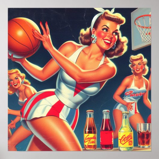 Retro-Basketball-Button Poster (Vorne)