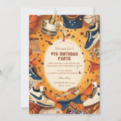 Retro Basketball Court Birthday Einladung (Vorderseite)