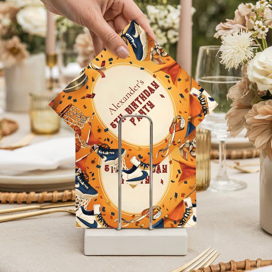 Retro Basketball Court Birthday Serviette