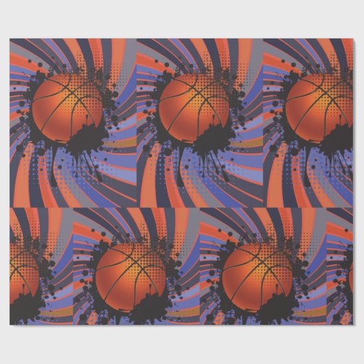 Retro Basketball Geschenkpapier (Flach)