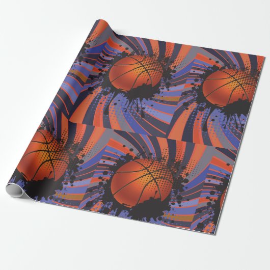 Retro Basketball Geschenkpapier (Ungerollt)