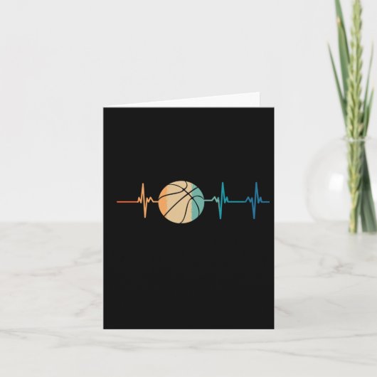 Retro Basketball Heartbeat Karte (Vorderseite)