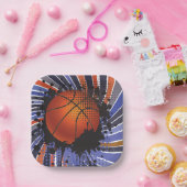 Retro Basketball Play Ball Sportpapier Teller (Party)