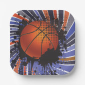 Retro Basketball Play Ball Sportpapier Teller (Vorderseite)