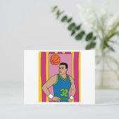 Retro Basketball Player Hobby Postkarte (Stehend Vorderseite)