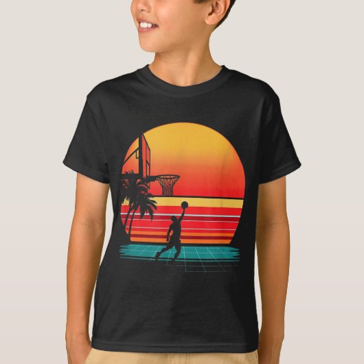 Retro Basketball Sunset T-Shirt (Vorderseite)