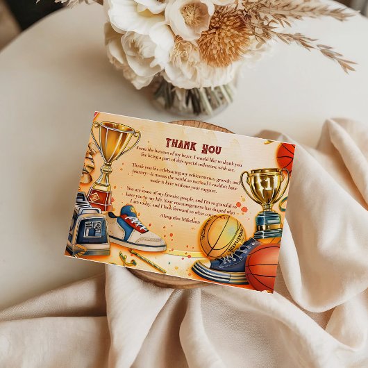 Retro-Basketball-Trophäe Geburtstag Dankeskarte