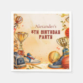 Retro Basketball Trophy Birthday Serviette (Vorderseite)