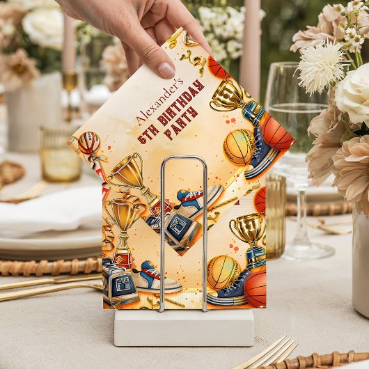 Retro Basketball Trophy Birthday Serviette