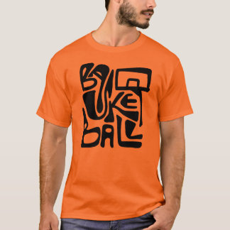 Retro Basketballkorb Handgezeichnet Schwarz Orange T-Shirt