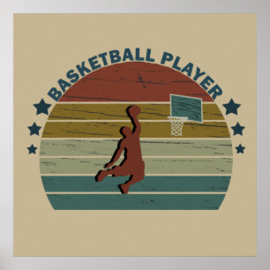 Retro-Basketballspieler-Slam-Dunk Poster