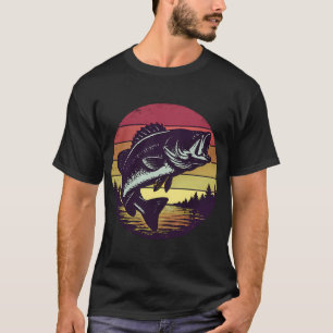 Retro-Bassangeln-Sonnenuntergang, Vintage-Großmaul T-Shirt