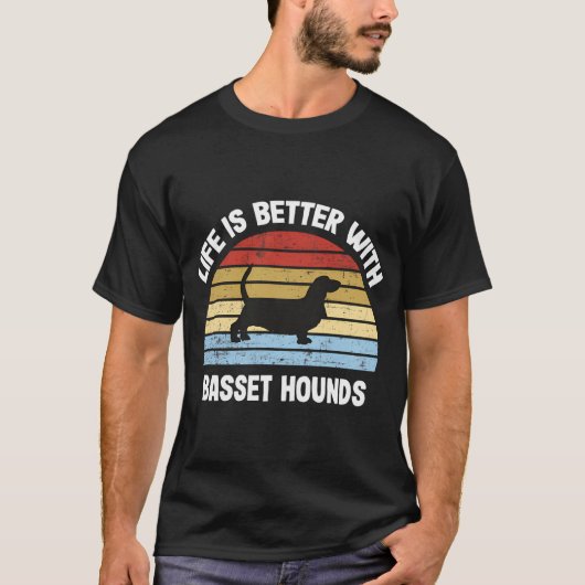 Retro Basset Hound Dog Geschenk T-Shirt (Vorderseite)