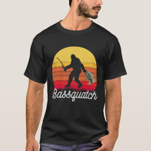 Retro Bassquatch Bigfoot Fischen T-Shirt