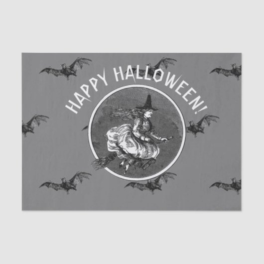 RETRO BAT AND WITCH HALLOWEWEWEEN Tissue Paper Seidenpapier (Vorderseite)