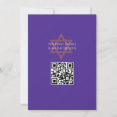 Retro-Bat Mitzvah-Lila und grüner QR-Code Einladung (Rückseite)