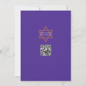 Retro Bat Mitzvah Purple and Green QR Code  Einladung (Rückseite)