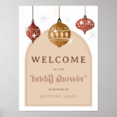 Retro Bauble Christmas Brautparty Begrüßungszeiche Poster (Vorne)