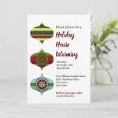 Retro Bauble | Ferienhaus Erwärmung Party Einladung (Stehend Vorderseite)