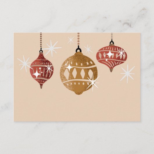 Retro Bauble Ornament Weihnachten Begleitkarte (Rückseite)