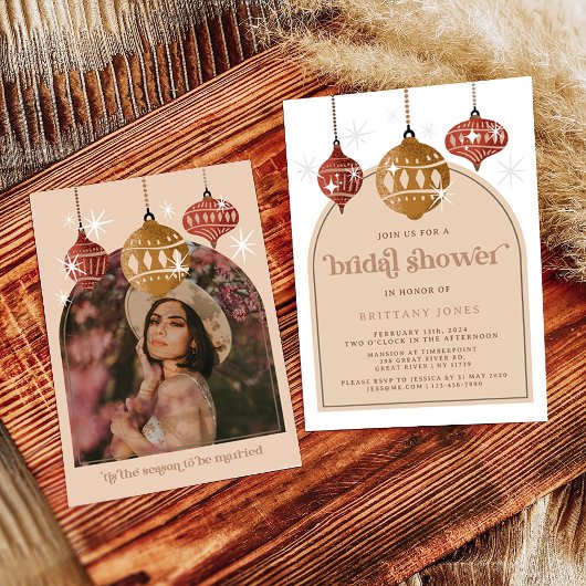 Retro Bauble Ornament Weihnachtsfest Brautparty Einladung