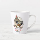 Retro-Bauernhaus, das ein Huhn macht, ist zweimal Milchtasse (Rechts)