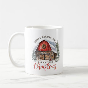 Retro-Bauernhaus-Weihnachten rote Scheune gemütlic Kaffeetasse