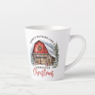 Retro-Bauernhaus-Weihnachten rote Scheune gemütlic Milchtasse