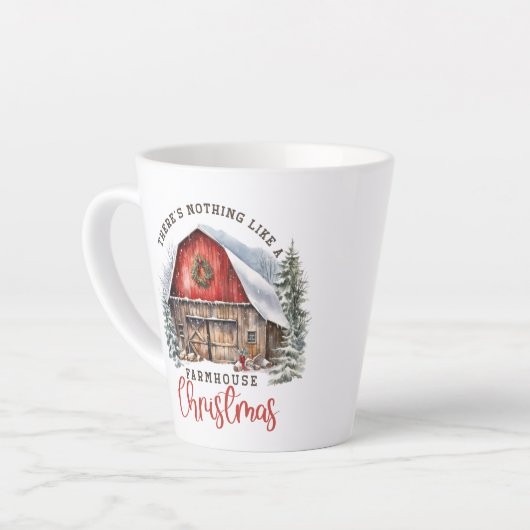 Retro Bauernhaus Weihnachtsstall gemütliche Szene Milchtasse (Linke Ecke)