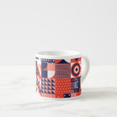 Retro Bauhaus Design, farbenfroh geometrisch. Espressotasse (Vorderseite Rechts)