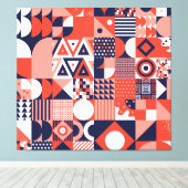 Retro Bauhaus Design, farbenfroh geometrisch. Leinwanddruck (Insitu (Holzboden))