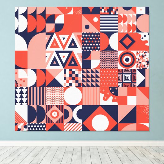 Retro Bauhaus Design, farbenfroh geometrisch. Leinwanddruck (Insitu (Holzboden))