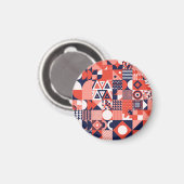 Retro Bauhaus Design, farbenfroh geometrisch. Magnet (Vorderseite/Rückseite)