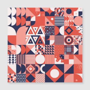 Retro Bauhaus Design, farbenfroh geometrisch. Magnetkarte