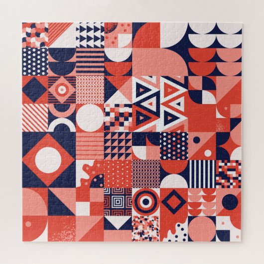 Retro Bauhaus Design, farbenfroh geometrisch. Puzzle (Horizontal)