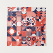 Retro Bauhaus Design, farbenfroh geometrisch. Wandteppich (Vorderseite (Horizontal))