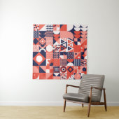 Retro Bauhaus Design, farbenfroh geometrisch. Wandteppich (Beispiel (Horizontal))