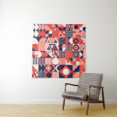 Retro Bauhaus Design, farbenfroh geometrisch. Wandteppich (Beispiel)